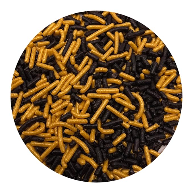 NCS Black and Gold Jimmies Edible Sprinkles, 8 ounces