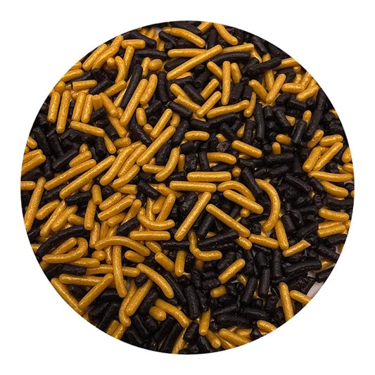 NCS Black and Gold Jimmies Edible Sprinkles, 8 ounces