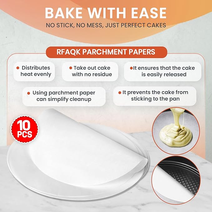 RFAQK Non-Stick 9 Inch Springform Pan - Spring form Pan for Cheesecake with Removable Bottom, Bonus Icing Spatula with 10 Pcs Parchment Paper & Recipe E-Book - Ideal for Baking Cakes, Pizzas, & More!