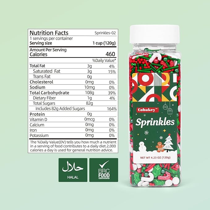 Christmas Sprinkles for Cake Decorating 4.2 oz 2 Snowman + 2 Stocking Icing Decoration Red and Green Pearls Sprinkles for Xmas Party Cupcake Toppers, Cookie, Ice Cream Decorations Celebrations