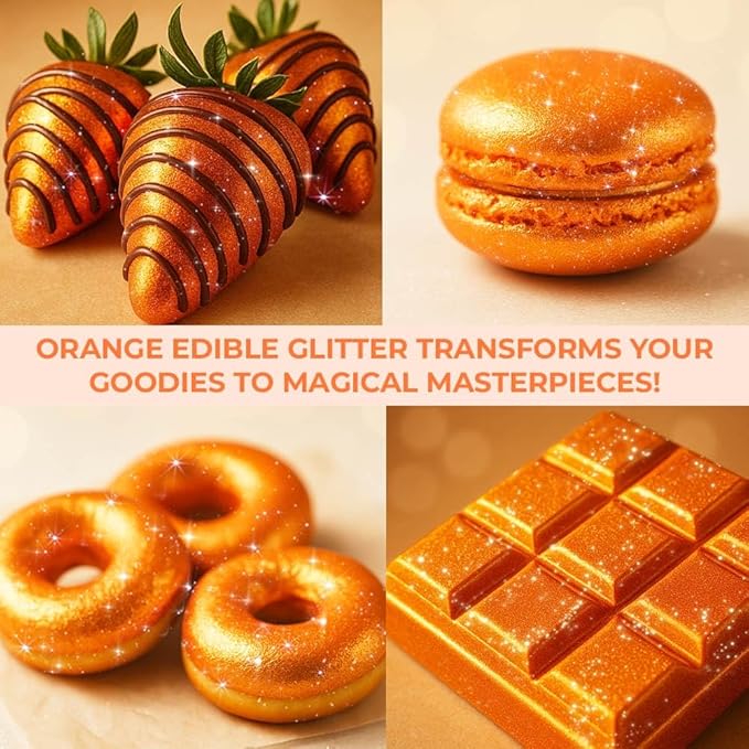 Bulk 20g Orange Halloween Edible Glitter for Drinks | Premium Sky Blue Edible Glitter for Cakes Drink - Shimmer Glitters Cake Decorations for Strawberries Cocktail Shimmering