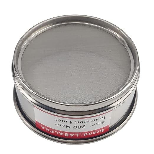 LABALPHA 200 Mesh Lab Sieves, Test Sieve #200 Mesh, 4'' Diameter, 304 Stainless Steel Wire Cloth (0.075mm)