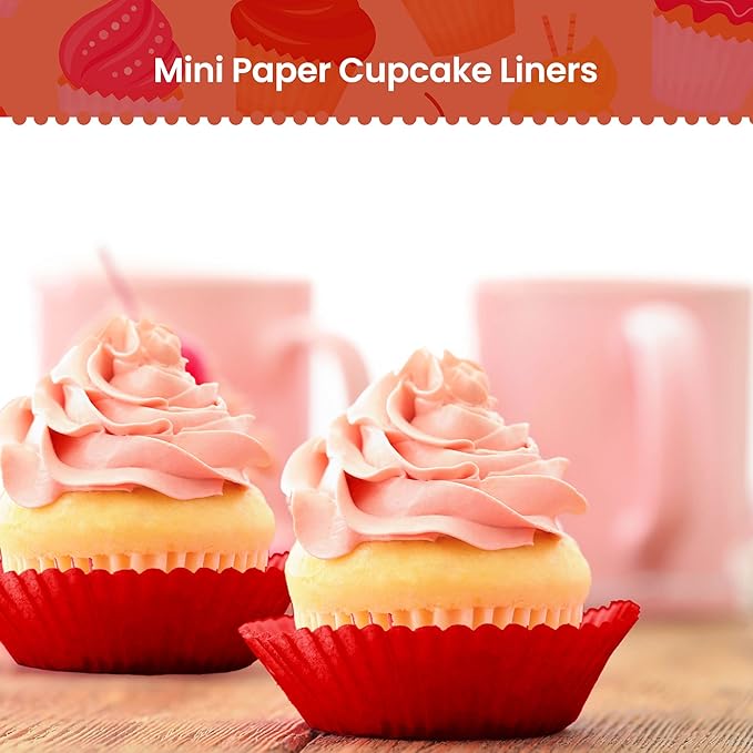 NUOMI Mini Cupcake Liners 1 Inch Paper Cupcake Wrappers Baking Cups Small Muffin Liners 1000 Pieces Dessert Wrappers for Christmas Festival, Wine Red