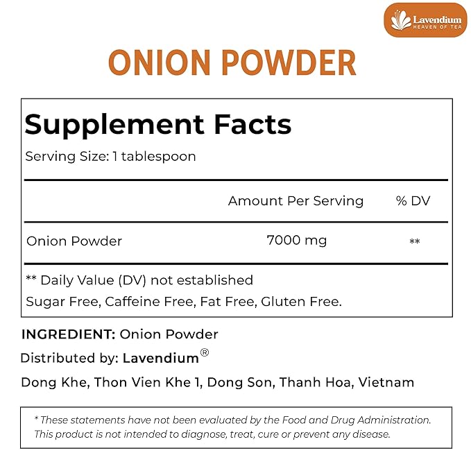 Lavendium, Premium 25oz Onion Powder, 100% Natural and Pure from Onion, Rich Flavor, Perfect for Cooking & Seasoning, No Additives, No Gluten, No Sugar, Vegan