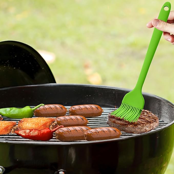 6 pieces basting brush for grilling,pastry brush,bbq basting brush,basting brush,rubber brush for cooking,basting brush for cooking,silicone bbq brush,barbecue sauce brush (green)