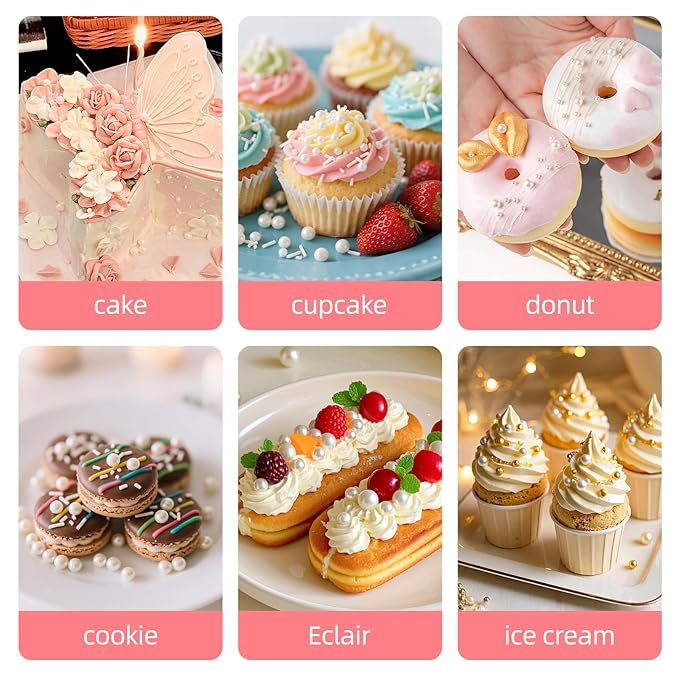 Christmas Edible White Sprinkles for Cake Decorating,Edible Pearl Jimmies Sugar Mix Size 130g/4.58oz,Baking Candy Decorations,Cupcake Toppers,Cookie Donuts Ice Cream Dessert Decorating,Wedding Birthday Party Valentines Christmas Supplies