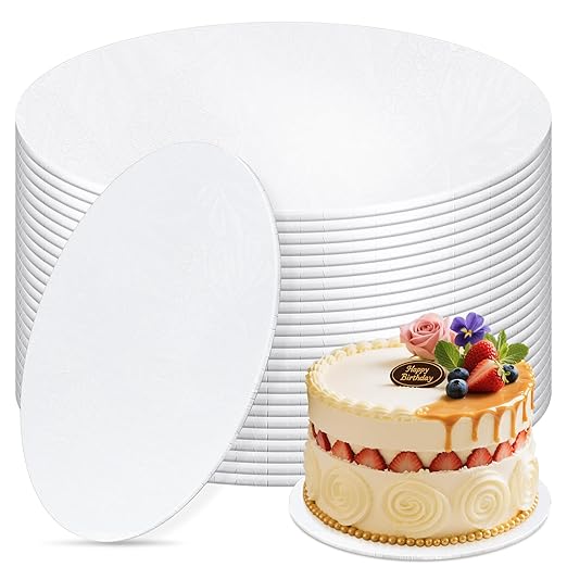 6 PCS Cake Boards 14 Inch Round, 14 Inch Cake Drums, 1/4" Thick Cake Drum, Cake Board Food Grade Cake Base, White Cake Cardboard Circles Bases para Pasteles for Wedding & Party & Pizza Desserts