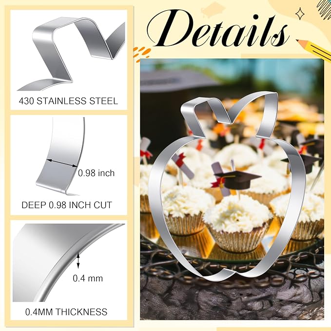 2 Pcs Large Back to School Cookie Cutters 8" Extra Large Apple and Pencil Stainless Steel Giant Cookie Cutter for Back to School Holiday Baking