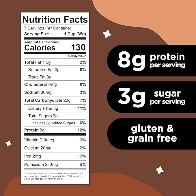 Three Wishes Grain-Free & Protein Cereal - Healthy, Low Sugar & Gluten-Free Breakfast Cereal - Low Carb, Plant-Based, Vegan & Non-GMO - Cocoa, 4-Pack