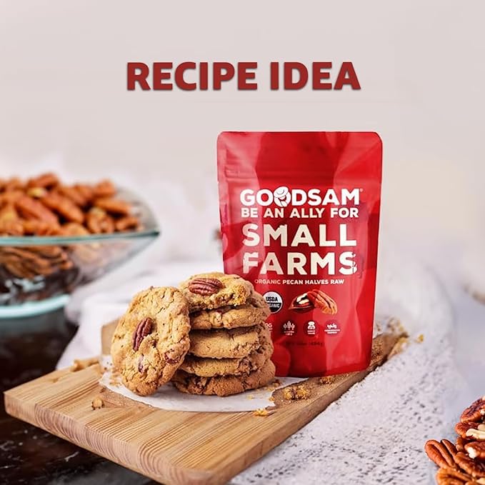 GoodSAM Organic Raw Pecan Halves 2 Pack, 8 oz Each, Gluten-Free, Sourced from Mexico, Regenerative Farming, Ideal for Vegan and Keto Diets, Direct Trade