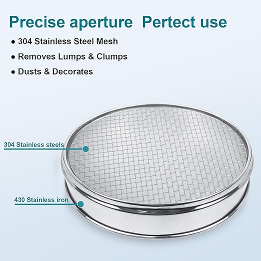 304 Stainless Steel Lab Sieve Screen Mesh, 6 Mesh(3.5mm) Aperture Test Sieve, 12Inch(30cm) Diameter Economy Standard Analysis Sample Test Sieves for Industrial Laboratory Homes