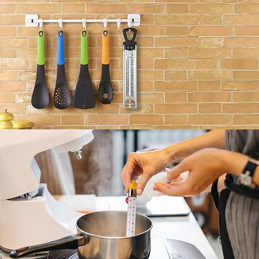 2Pcs Candy Thermometer with Pot Clip and Hanging Hook, Upgrade Stainless Steel Deep Fry Oil Thermometer Instant Read Cooking Thermometer for Food, Oil/Candy/Fry/Jam/Sugar/Syrup/Jelly Food Thermometers