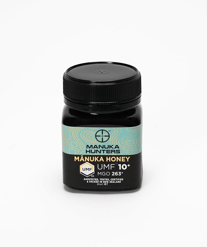 Manuka Hunters Raw New Zealand Honey Gift Set 4-Pack Honey Sampler with UMF 5+,10+,15+,20+ (250g = 85ml Each) – 100% Pure Natural Sweetener - Ideal for Tea, Coffee, Smoothies, Baking - Sustainable