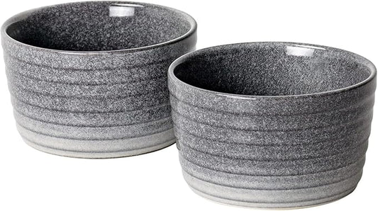 UNICASA Ramekin Set of 2, 8 oz Creme Brulee Ramekins, Oven Safe Baking Set for Custard, Pudding, Souffle Cups, Reactive Gray