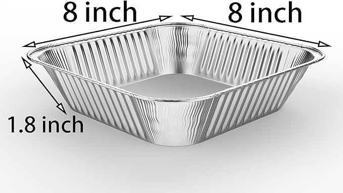 WANBAO 20 Pack Foil Pans with Lids 8 X 8 Inch Disposable Aluminum Tin Foil Baking Pans Meal Prep for Catering, Baking Cakes, Breads, Brownies, Bread, Meatloaf, Lasagna