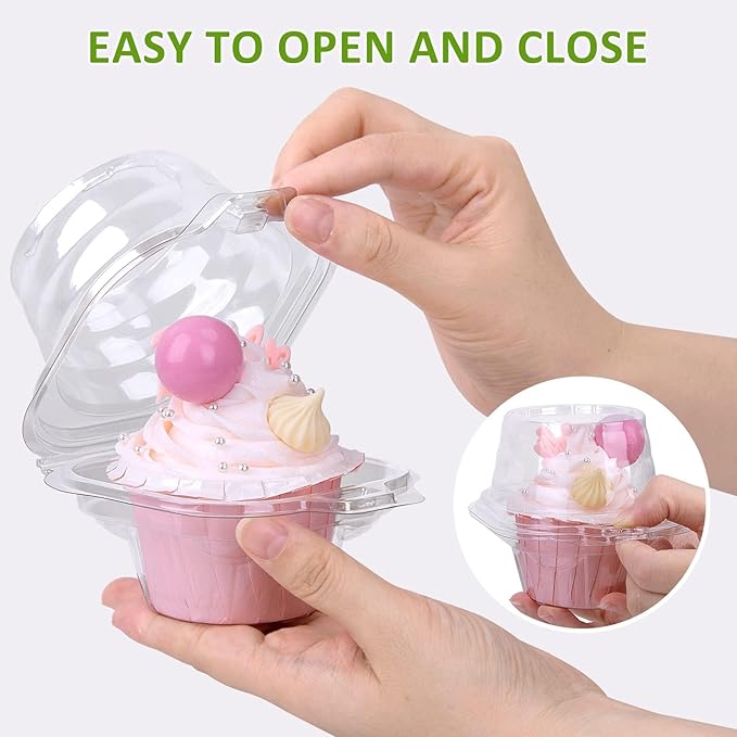 Cupcake Boxes Individual Cupcake Containers, 150 Packs Regular Single Cupcake Holder High Topping for Muffins, Thicker Stackable Plastic Cupcake Carrier for Party (150 pack)