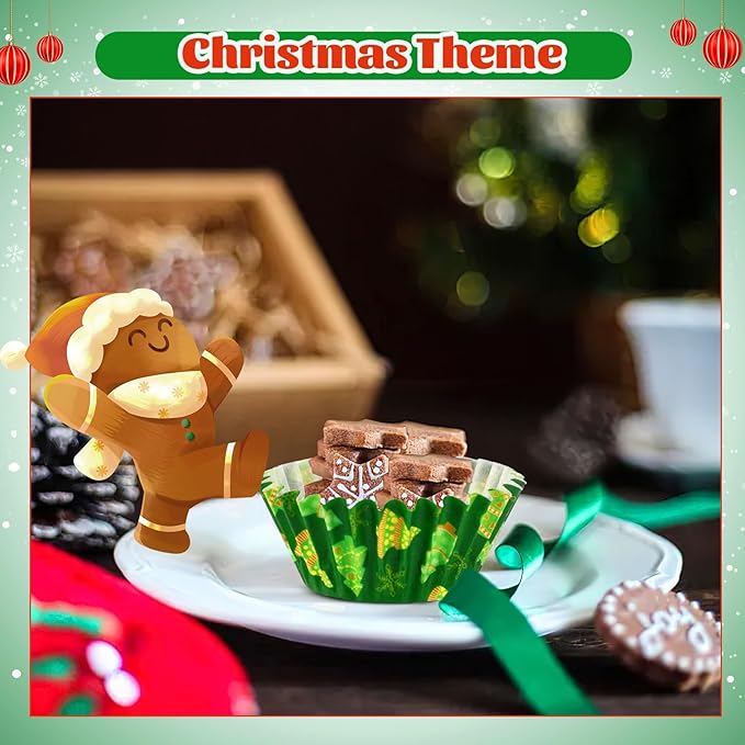 AUGSUN 800pcs Christmas Cupcake Liners Paper Candy Cups Santa Claus Snowman Snowflake Mini Muffin Liners for Xmas Holiday Party Cake Candy Truffles Chocolate Making Supplies（8 Designs）