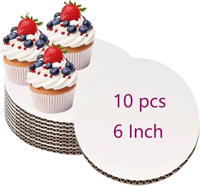 10pcs White Cake Boards-6 inch Round Disposable Cake Circle Plate Waterproof and Oil-Proof Cake Boards Sturdy Cake Trays for Cake DIY Bread Dessert and Crafts Display