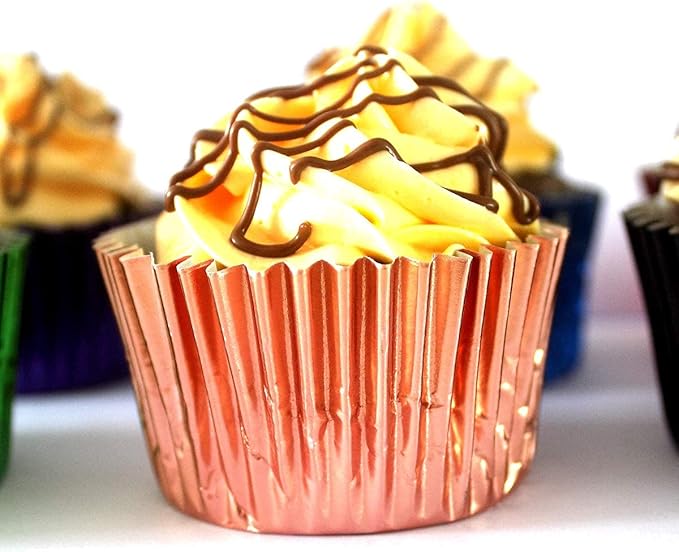 Eoonfirst Foil Cupcake Liners Standard Baking Cups 100 Pcs (Rose Gold)