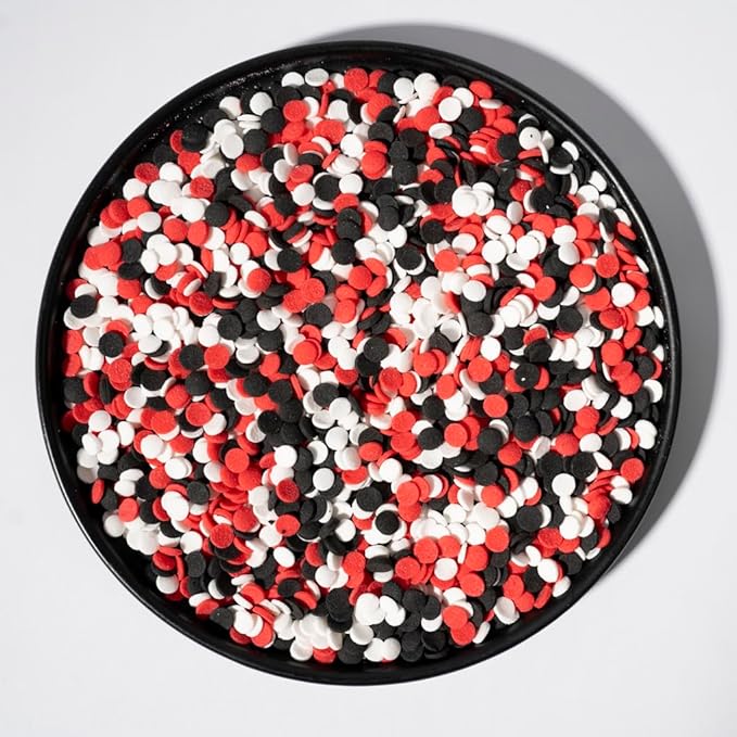 NIPEOR Rainbow Sprinkles,Red Black Confetti Sprinkles 3.53oz/100gEdible Sprinkle Topping Confetti Sprinkles, Round Sprinkles for Cake Cupcake Decorating, Candy Sprinkles, and Ice Cream Toppings (Rainbow Confetti Black Red)
