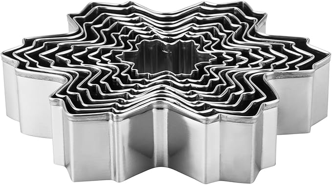 Snowflake Set - 3D Christmas Tree & Snowflake Cookie Cutters - 9 Piece Stainless Steel Set for Holiday Winter Baking