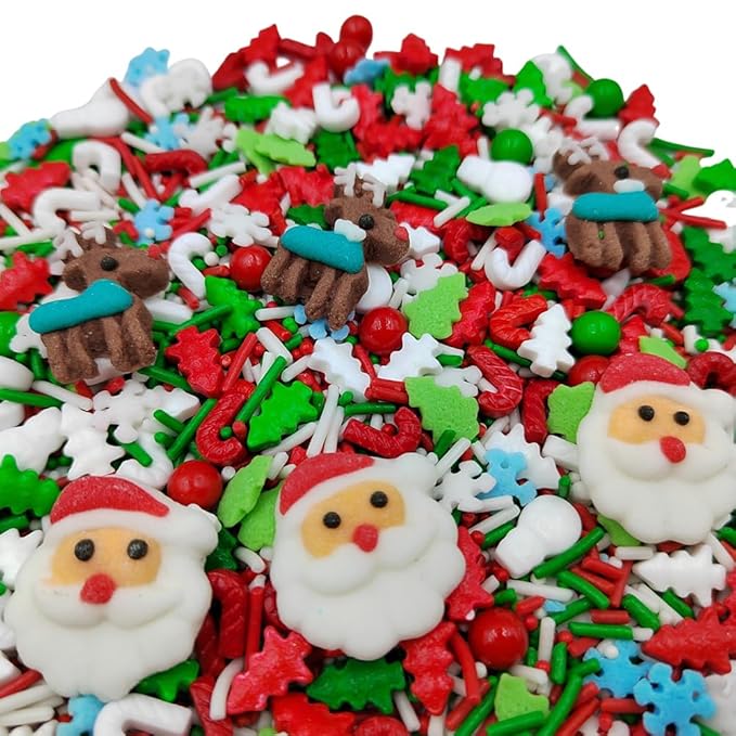 Homankit Christmas Sprinkles for Cake Decorating Edible Reindeer Santa Claus Sprinkle Mix Cake Cupcake Toppers Cookie Dessert Decorations 3.53 Ounces