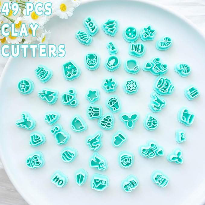 Tainsky Christmas Polymer Clay Cutters, 49 Shapes Christmas Studs Clay Earrings Cutters (Studs)