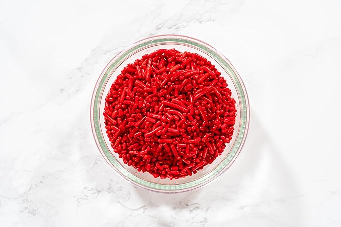 Bakerpan Red Jimmies Sprinkles - 6 Ounces Red Sprinkles for Cake Decorating - Edible Sprinkle for Cupcakes, Ice Cream, Cake Decorations (Made in USA)