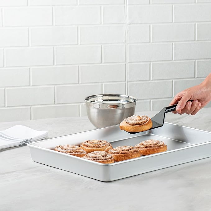 Restaurantware-Met Lux 18 x 12 x 2 Inch Straight-Sided Baking Tin, 1 Rectangular Cake Pan - Oven-Ready, Freezable, Anodized Aluminum Baking Sheet Cake Pan, Greaseproof, For Birthday