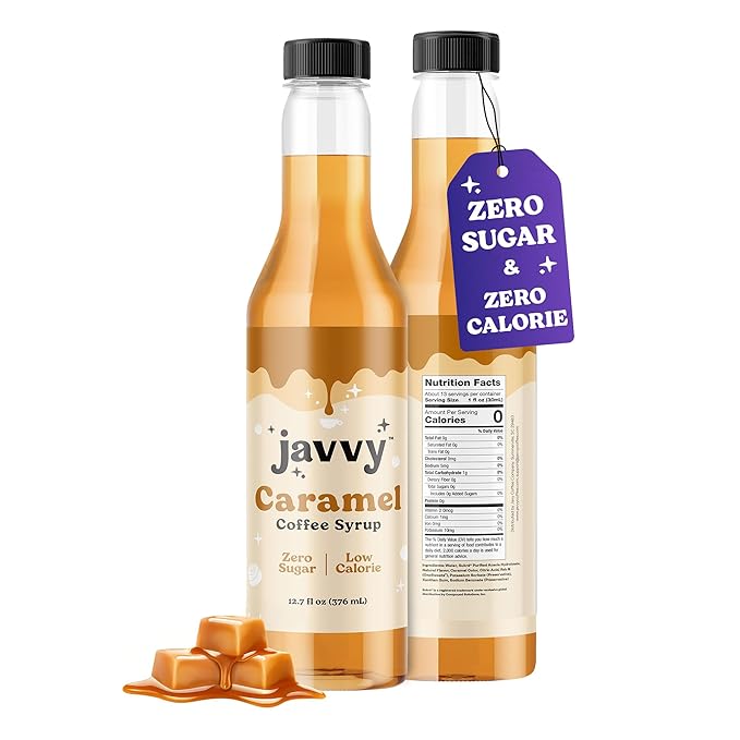 Coffee Syrup - Zero Sugar, Zero Calorie, Flavoring Syrup for Coffees, Coffee Bar Accessories - Great for Flavoring All Types of Drinks – Caramel