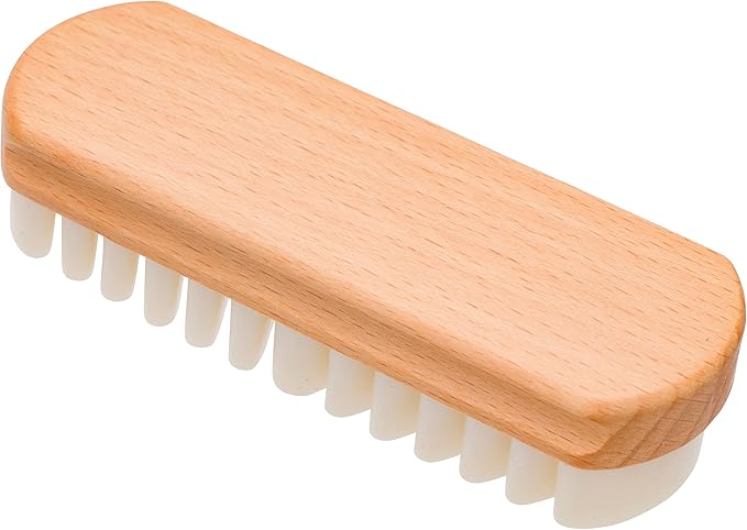 Redecker Rubber Crepe Suede Brush with Waxed Beechwood Handle, Safely Cleans Nubuck Leather, 5-Inches Long