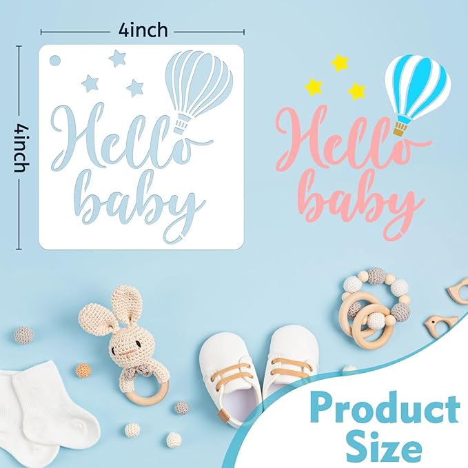 50 PCS Baby Painting Stencils Reusable Baby Stencils for Painting on Wood Rocks Canvas Fabric Glass Pottery 4x4 Inch