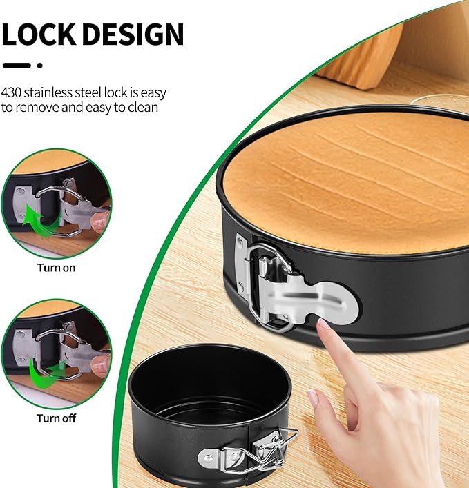 3-Piece Springform Pan Set, 4/7/9 Inch Nonstick Cheesecake Pans with Removable Bottoms, Leakproof Round Baking Pans for Oven, Includes 50 Parchment Paper Liners