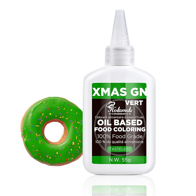 Oil Based Food Coloring Set, Xmas Green Oil Based Food Coloring for Chocolate, Food Grade Food Color Dye for Candy Melts, Baking, Icing, Frosting and Cake Decorating, Flavorless Vibrant - 55g/Bottle