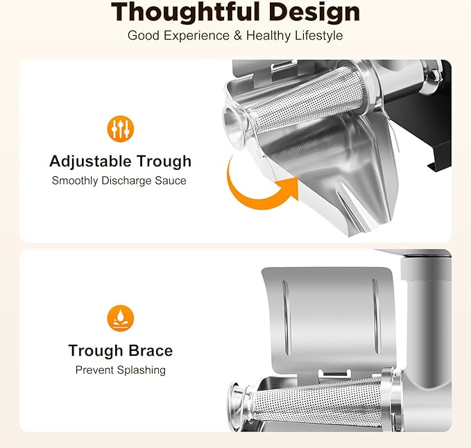 450W Electric Strainer, Stainless Steel Mill Machine with Funnel and Trough, 198.42-352.74lbs/H Tomato Press and Sauce Maker Food Mill for Sauce Silver+Black 110V