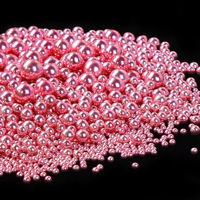 Dazzjoy Edible Rose Gold Pearl Sugar Candy Sprinkles, Mix Size, 4.58oz, Sprinkles for Cupcake Decorating, Baking Cake Decorations, Wedding Party Valentines Easter Supplies