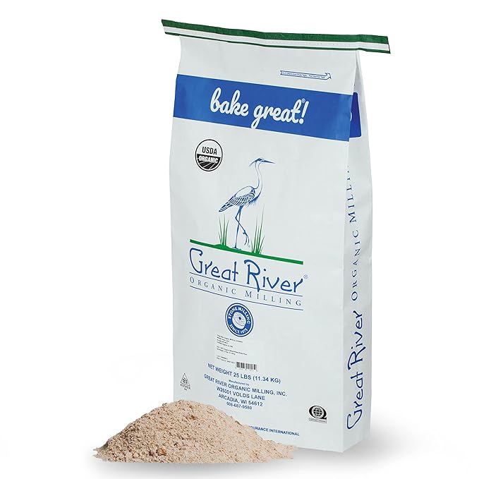 Great River Organic Milling Organic Spelt Flour | Whole Grain Ancient Wheat Flour | USDA Organic, Non-GMO, Kosher | High Fiber, Mild Flavor | Ideal for Baking Breads, Muffins & More | 25 Lb (Pack of 1)