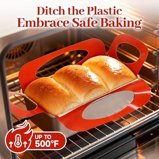 Silicone Baking Mats, 2 PACK Silicone Bread Loaf Pan Liner & Lifters with 4 Handles, Food-Grade Reusable Bread Sling, NonStick & Easy Clean Dough Transfer Baking Mat for 9 X 5 IN Loaf Pans