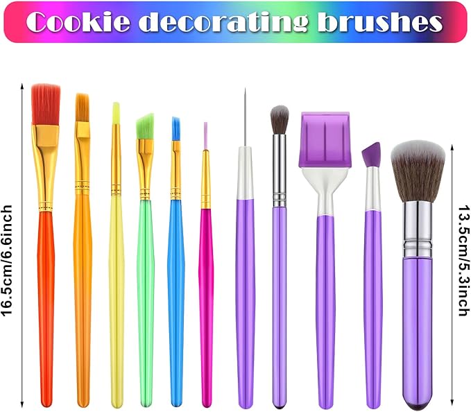 11 Piece Cake Baking Brush Set - Food Paint Brushes, Fondant Flower Cookie Scriber Needles, Sugar Stir Needles, Cake Decoration Supplies