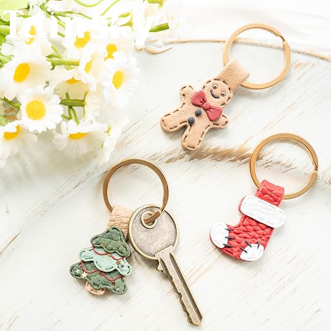 Christmas Keychain Polymer Clay Cutters, 12 Shapes Winter Polymer Clay Keychain Cutters (A)