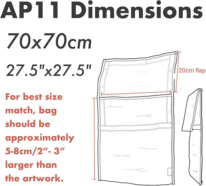 (27.5" x 27.5" Art Bag AP11 - Strong • Shock-Absorbent • Reusable • Non-Toxic • Waterproof • Acid-Free Lining - Long-Term Art Storage + Artwork Shipping + Protection Solution