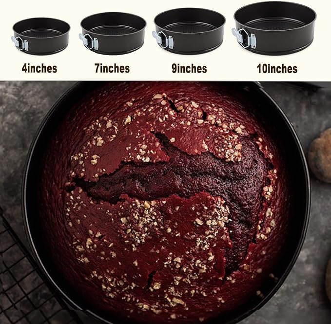 Springform Cake Pan Set of 5, Non-stick Cheesecake Pan with Removable Bottom, Circle 5 Tiered 4" 7" 9'' 10''11inch Spring form Pans for Baking
