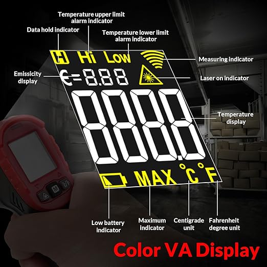 WGGE Infrared Thermometer Gun WG-127B, Digital IR Thermometer for Cooking, Candy, Food, Pizza Oven, Grill & Engine, Temp Reader -58℉~1112℉(-50℃~600℃) Non-Contact Temperature Gun (Not for Human)