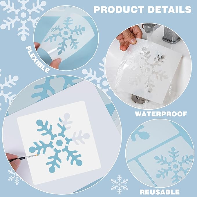 Large Christmas Stencil Template Reusable Plastic Stencils Xmas Decor for Home Decoration Arts Paper Fabric Flag Windows(8 Pcs)