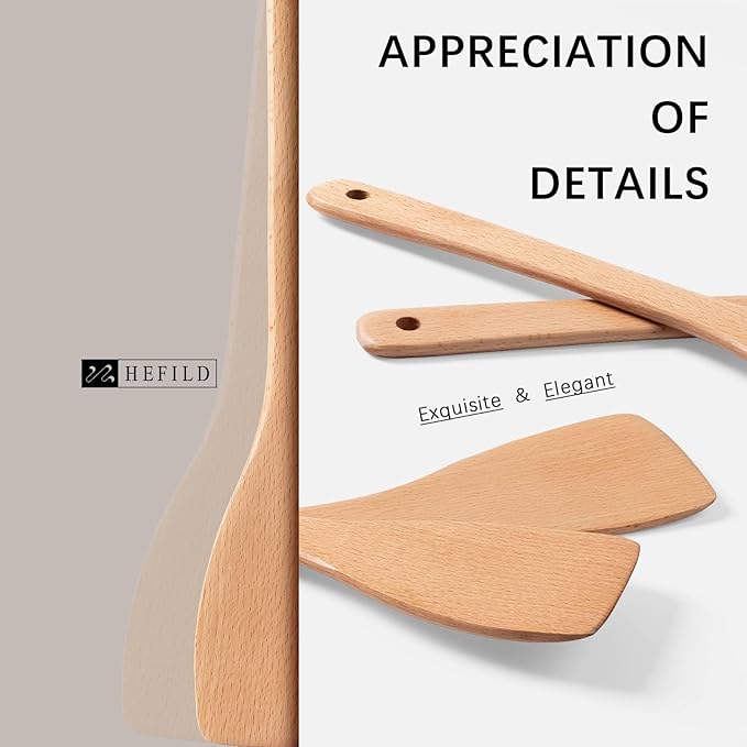 2pcs Wooden Spatulas for Cooking, 13inch Coated Beech Wood Turners for Frying, Non-Scratch Flat Spurtle for Pan & Wok, Cooking Utensils for Non Stick Cookware, Long Handle Scraper