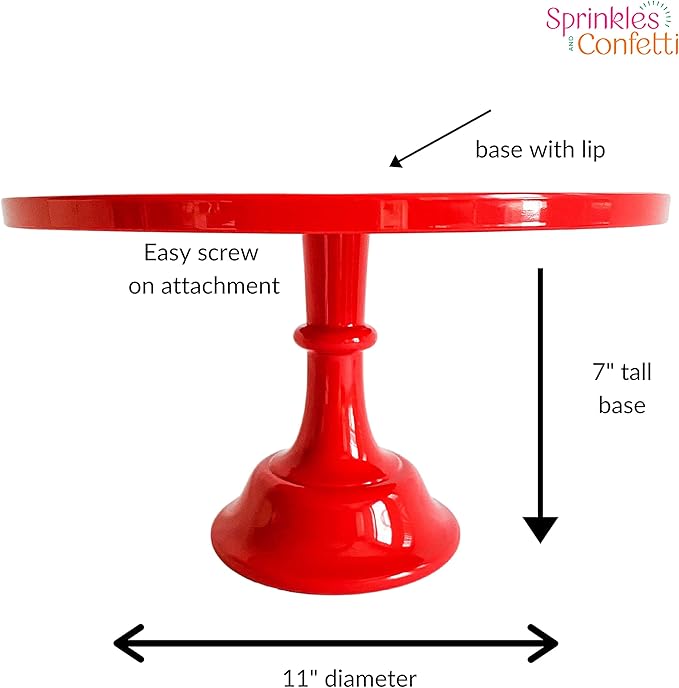 Sprinkles & Confetti 11" Red Cake Stand – Premium Melamine Dessert Display for Weddings, Valentine’s Day, Christmas & Holiday Parties | Elegant Reusable Serving Tray for Cakes & Treats