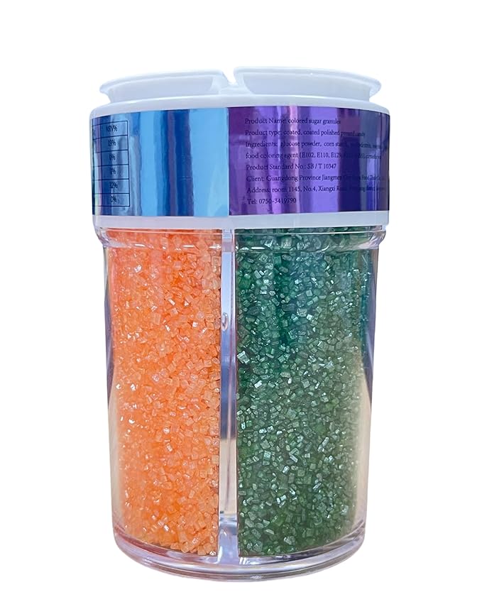 Sentovac Orange Green White and Pink Sanding Sugar Sprinkles | Edible Sprinkles for Cake Decorating | 1 Bottle 3.2oz Cookie Decorating Celebrations Wedding Shower Party Chirstmas Supplies