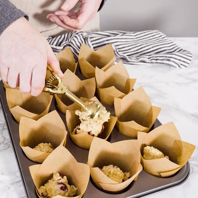 uxcell 50 Pcs Tulip Baking Cups Cupcake Muffins Liners Paper Greaseproof Wrappers for Wedding Birthday Party Festivals Christmas, Green