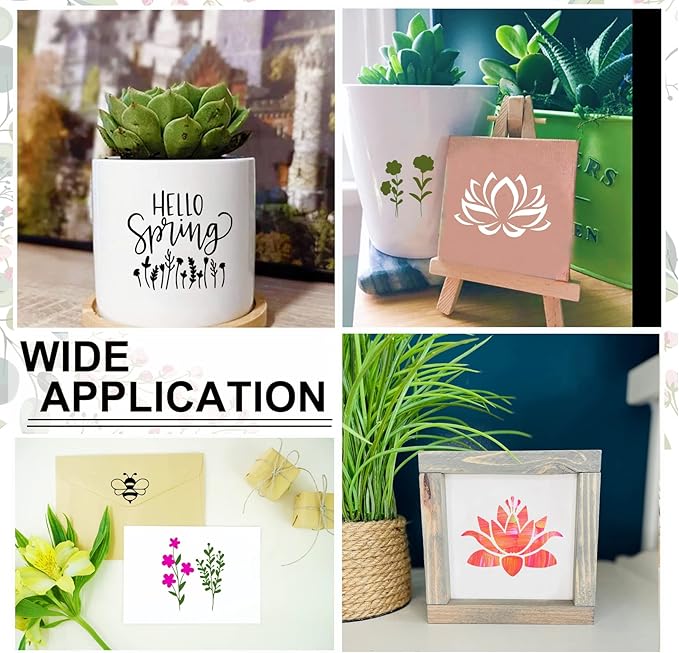 65Pcs Small Stencils for Painting on Wood Reusable, 3 Inch Reusable Stencil for Craft Ornament Paint Template Stencils for Wall Card Rock Wood Signs Coasters Canvas Home Decor (Flower)