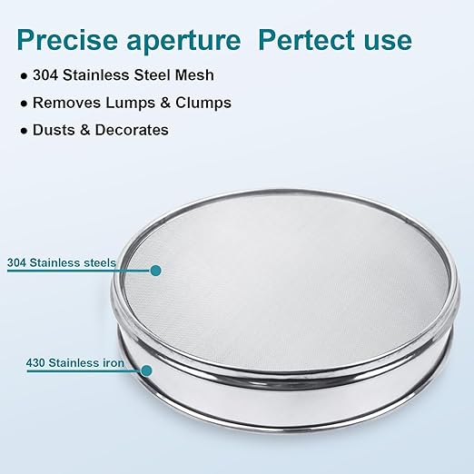 304 Stainless Steel Lab Sieve Screen Mesh, 50 Mesh (0.355mm) Aperture Test Sieve, 12Inch(30cm) Diameter Economy Standard Analysis Sample Test Sieves for Industrial Laboratory Homes